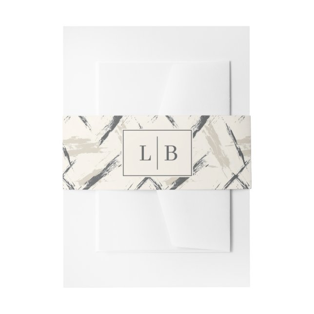 Bandeau De Faire-part Initiales Abstraites Beige Sophistiqué (Devant example)