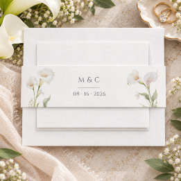 Bandeau De Faire-part Initiales de mariage à la lys calla minimal