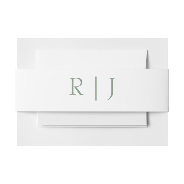Bandeau De Faire-part Initiales de Monogramme blanc vert Sage Simple Mar (Devant Example)