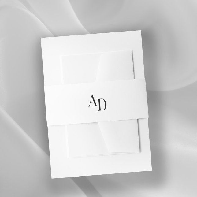 Bandeau De Faire-part Initiales de monogramme élégant mariage noir et bl (Créateur téléchargé)