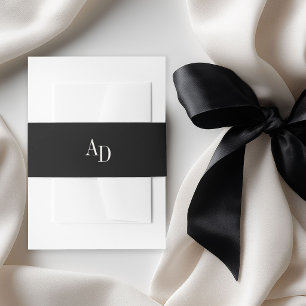 Bandeau De Faire-part Initiales de monogramme élégant mariage noir ivoir