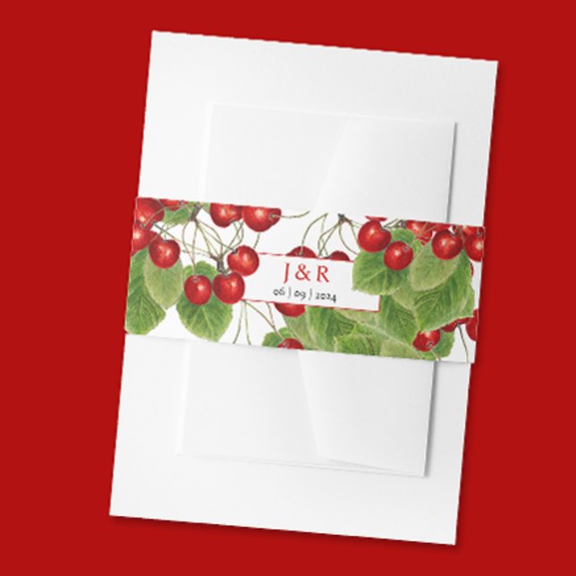 Bandeau De Faire-part Initiales de nom de mariage Classy Cherry Monogram (Créateur téléchargé)