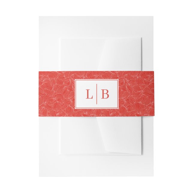 Bandeau De Faire-part Initiales de vague abstraite rouge vibrant (Devant example)