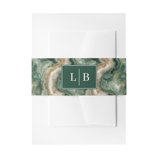 Bandeau De Faire-part Initiales en marbre vert serein (Devant example)