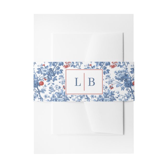 Bandeau De Faire-part Initiales Florales Bleues Élégantes (Devant example)