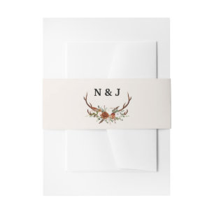 Bandeau De Faire-part Initiales florales et bois rustiques mariage invit