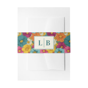 Bandeau De Faire-part Initiales Florales Multicolores Joyeuses