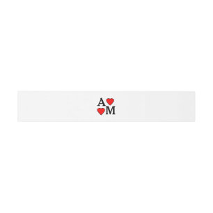 Bandeau De Faire-part Initiales mariages Red Hearts Belly Band