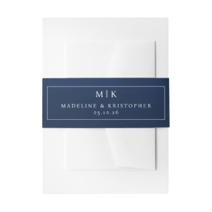 Bandeau De Faire-part Initiales minimalistes Navy élégantes