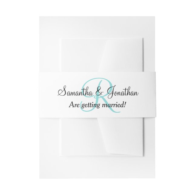 Bandeau De Faire-part Initiales Monogramme Mariage Bleu Seafoam (Devant example)