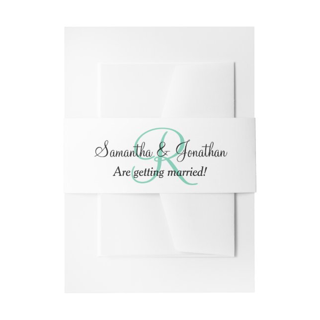 Bandeau De Faire-part Initiales Monogramme Vert Givre Mariage (Devant example)