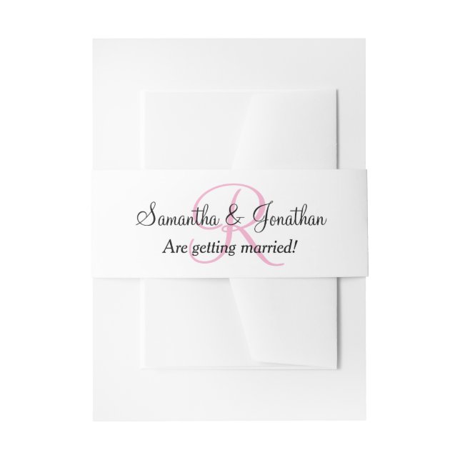 Bandeau De Faire-part Initiales Monogrammées Mariage Rose Pastel (Devant example)