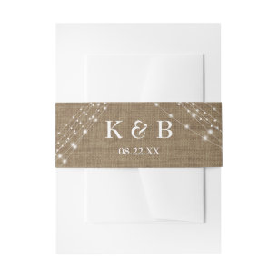 Bandeau De Faire-part Initiales Monogrammes Date avec Burlap & Lumineuse