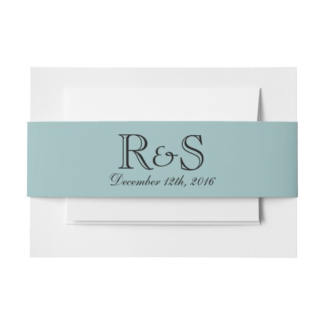 Bandeau De Faire-part Initiales personnalisées et Date Bande Bleue (Devant Example)