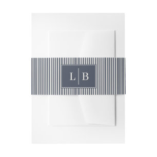 Bandeau De Faire-part Initiales rayées de la marine sophistiquées