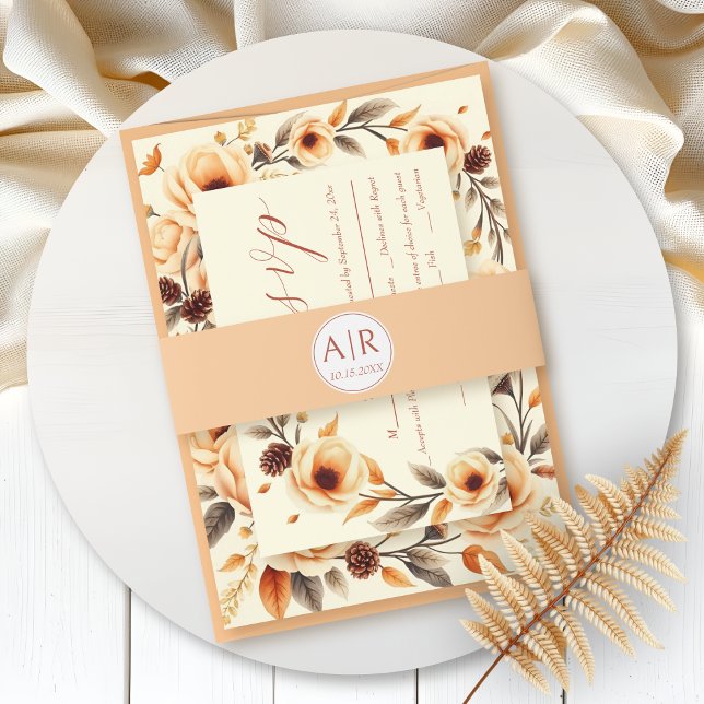 Bandeau De Faire-part Initiales simples et élégantes mariage de pêche (Créateur téléchargé)