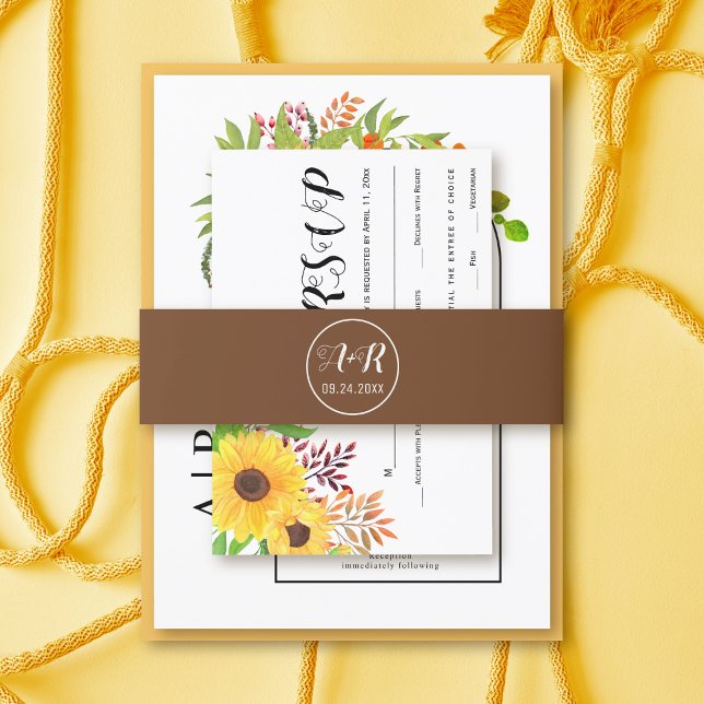 Bandeau De Faire-part Initiales simples et élégantes mariage marron (Créateur téléchargé)