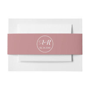 Bandeau De Faire-part Initiales simples et élégantes rose poussiéreux ma
