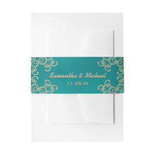 Bandeau De Faire-part Inspiré des Indiens turquoise et Gold