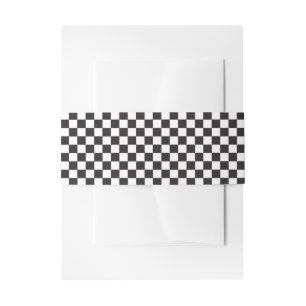 Bandeau De Faire-part Invitation à motif à carreaux noir et blanc