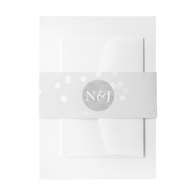 Bandeau De Faire-part Invitation avec points de confettis brillants gris (Devant example)