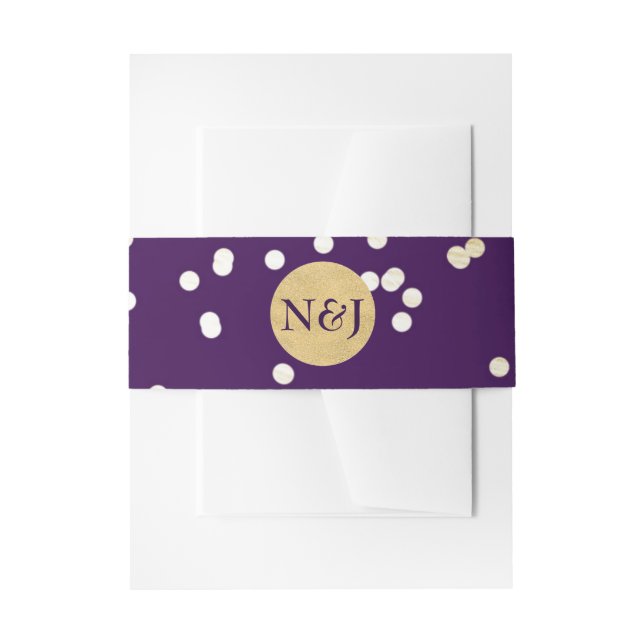Bandeau De Faire-part Invitation avec points de confettis brillants viol (Devant example)