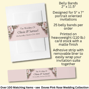 Bandeau De Faire-part Invitation Bande Ventrale - Colombes & Roses Roses