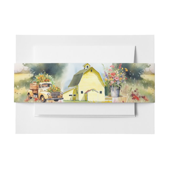 Bandeau De Faire-part Invitation Bandeau Ventre Jaune d'Été de la Grange (Devant Example)