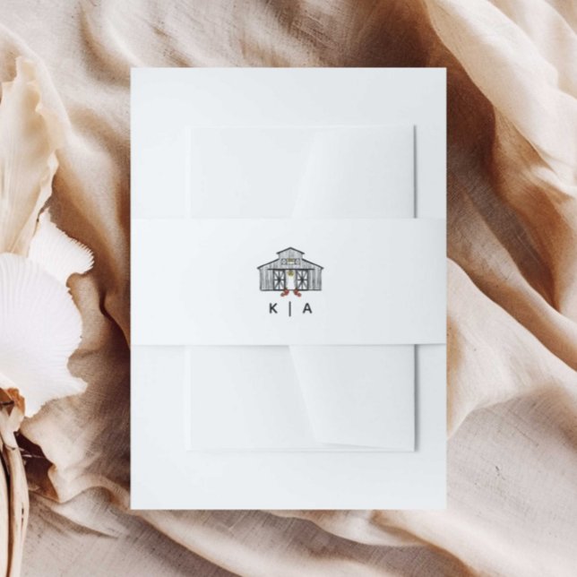 Bandeau De Faire-part Invitation de grange à monogramme bande de ventre (Créateur téléchargé)