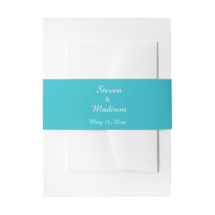 Bandeau De Faire-part Invitation de mariage élégante blanche sarcelle aq