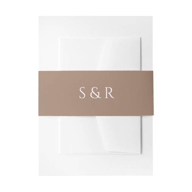 Bandeau De Faire-part Invitation élégante avec monogramme en moka (Devant example)
