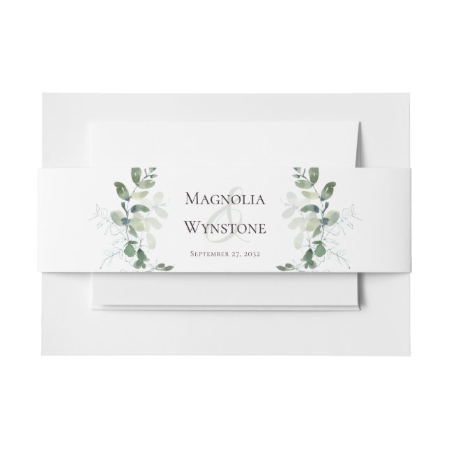 Bandeau De Faire-part Invitation mariage Eucalyptus Green (Devant Example)