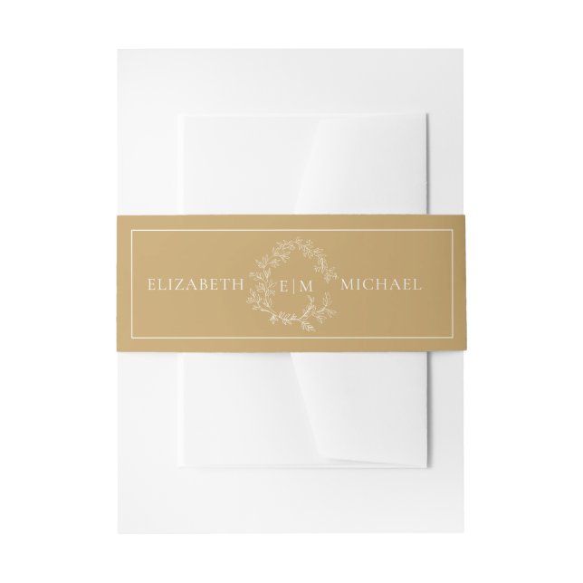 Bandeau De Faire-part Invitation Mariage Monogram Crest Gold Moderne (Devant example)