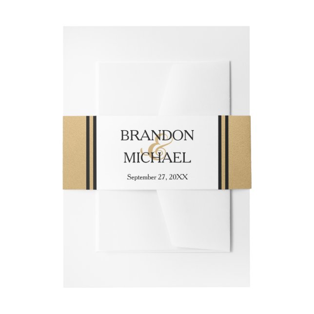 Bandeau De Faire-part Invitation officielle noire en or LGBTQ (Devant example)