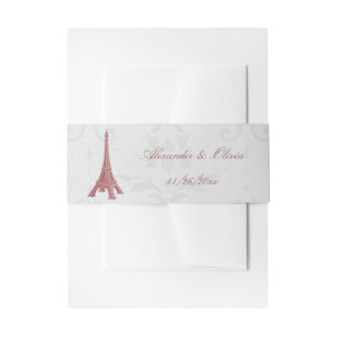 Bandeau De Faire-part Invitation Red Eiffel Tower Mariage damassé