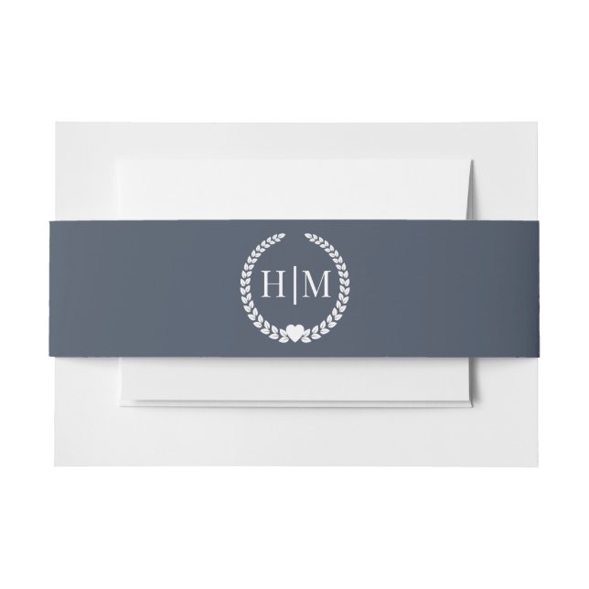 Bandeau De Faire-part Invitation simple monogramme bleu marine ardoise (Devant Example)