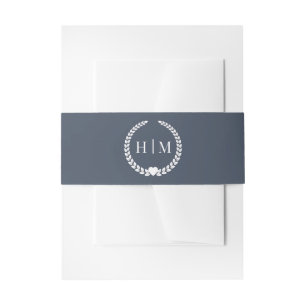 Bandeau De Faire-part Invitation simple monogramme bleu marine ardoise