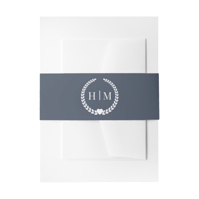 Bandeau De Faire-part Invitation simple monogramme bleu marine ardoise (Devant example)