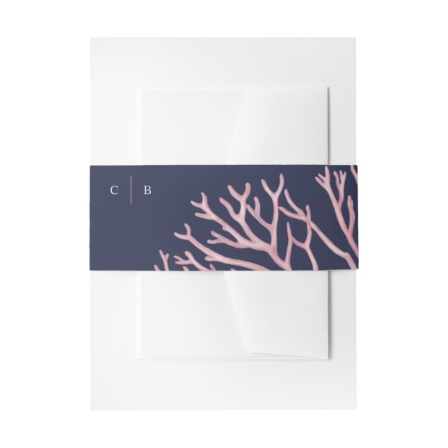 Bandeau De Faire-part Invitation ventre ruban rose corail peint (Devant example)