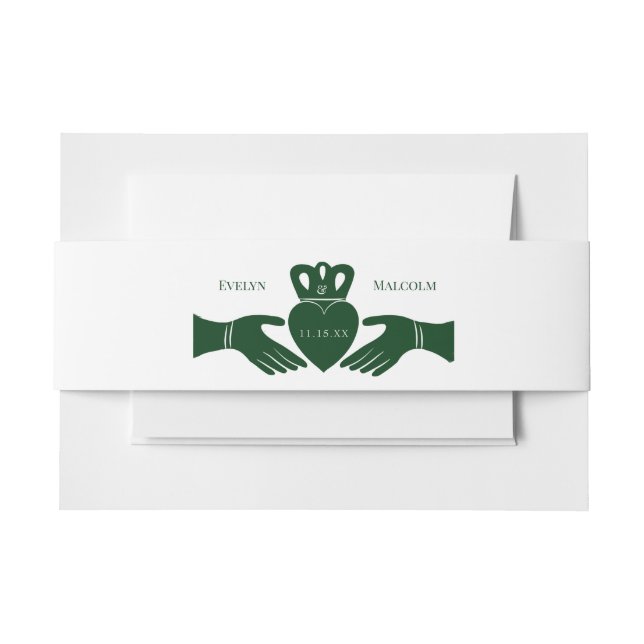 Bandeau De Faire-part Irlandais Claddagh Ring Simple Graphic Green Maria (Devant Example)