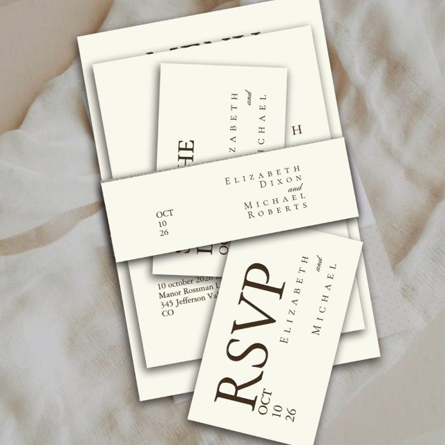 Bandeau De Faire-part Ivory Minimalist Boho Script Wedding (Créateur téléchargé)