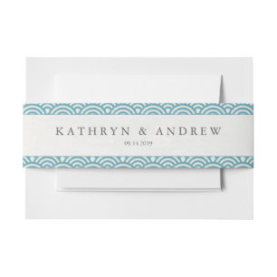 Bandeau De Faire-part Japonais Seigaiha Vagues moderne mer bleu vert