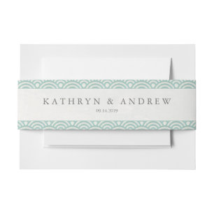 Bandeau De Faire-part Japonais Seigaiha Vagues moderne Seafoam Vert