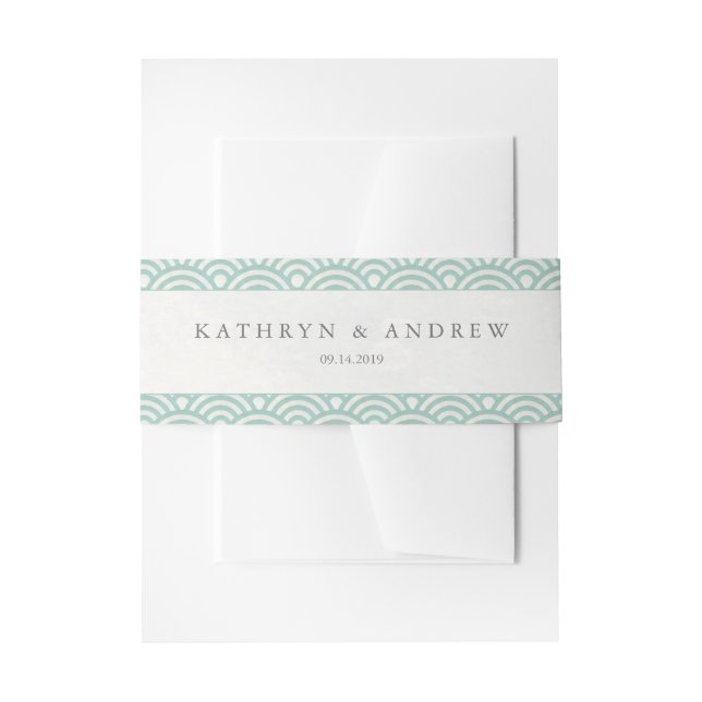 Bandeau De Faire-part Japonaise Seigaiha Vagues Elégante Seafoam Vert (Devant example)
