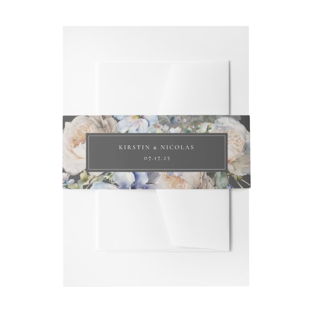 Bandeau De Faire-part Jardin bleu Dusty Mariage Floral (Devant example)