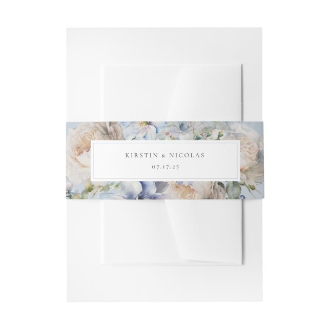 Bandeau De Faire-part Jardin bleu Dusty Mariage Floral (Devant example)