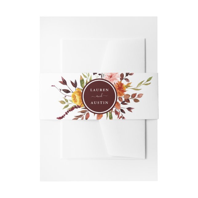 Bandeau De Faire-part Jardin d'automne Mariage aquarelle bordeaux  (Devant example)