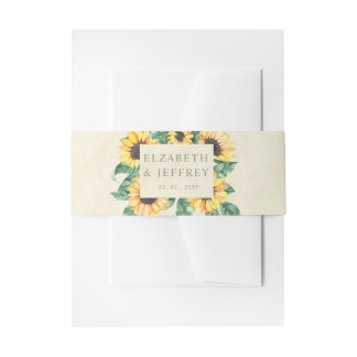Bandeau De Faire-part Jardin Élégant de Tournesols Fleuris de Mariage