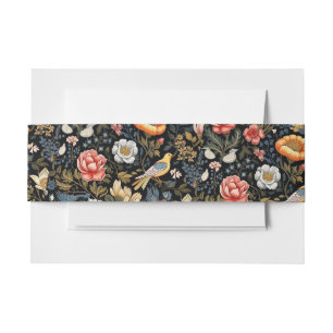 Bandeau De Faire-part Jardin enchanté Oiseau jaune et fleurs Vintage