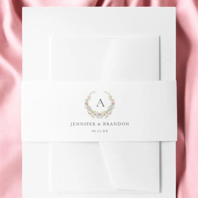 Bandeau De Faire-part Jardin Fleur sauvage Whimsical Mariage Monogramme (Créateur téléchargé)